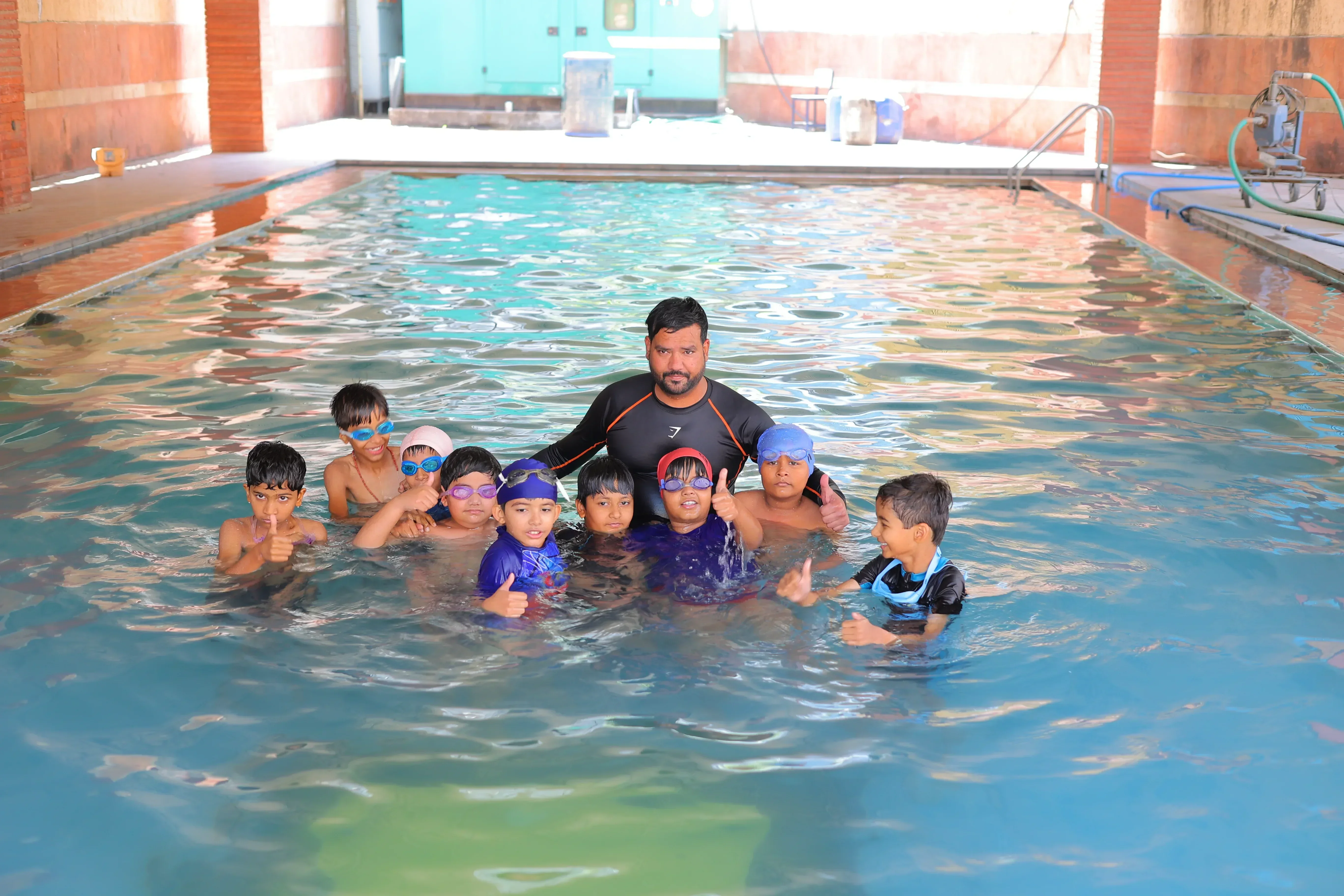 Students in aquatics centre